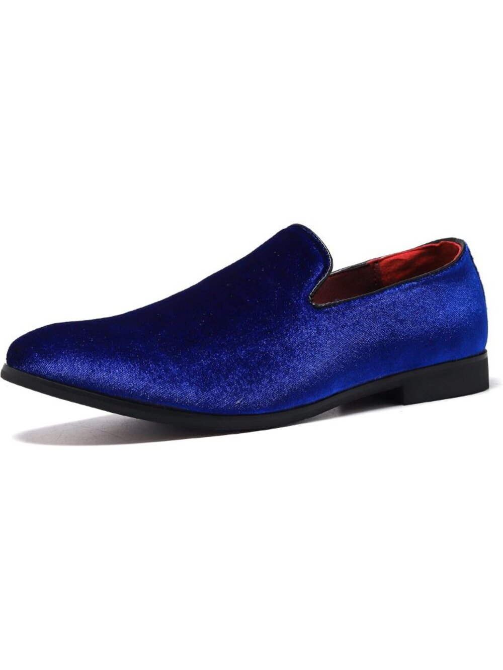Men's Blue Velvet Penny Loafers Metal Buckle Slip On Luxury Suede Formal Shoes